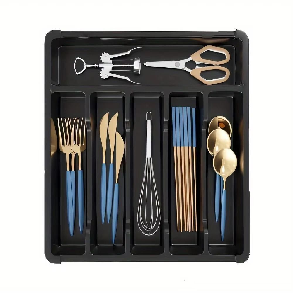 6 Compartments Utensil Tray Large Capacity Fork Spoon Holder Cutlery Storage Box  Household