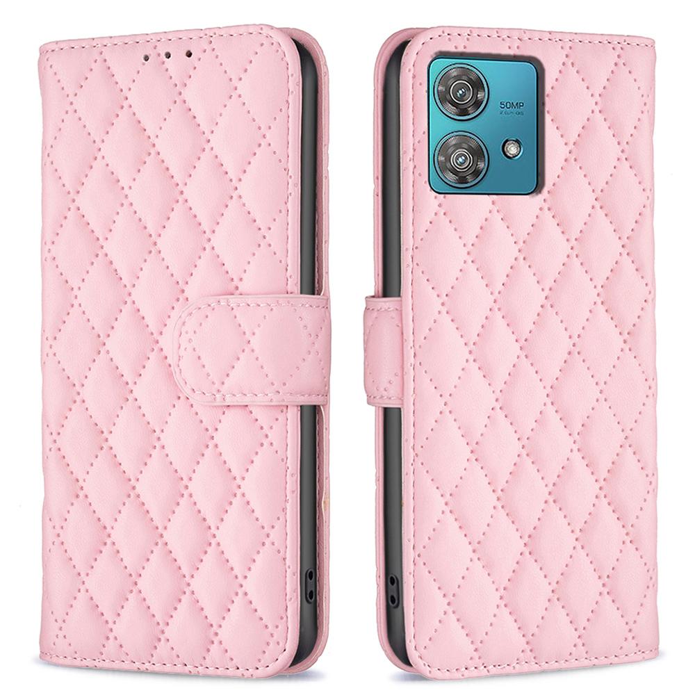 

BINFEN COLOR BF Style-14 For Motorola Edge 40 Neo 5G Leather Case Wallet Phone Cover Pink