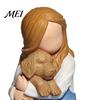 Collectibles for Dog Lovers Faceless Girl Hugging Puppy Figurine, Miniature Resin Statue, Cute Desktop Sculpture Ornament Thoughtful Gifts Pet