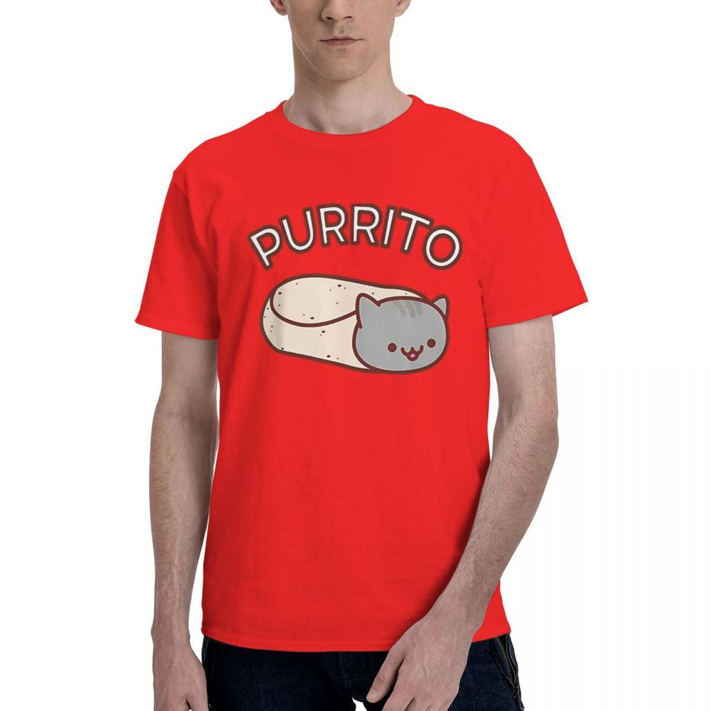 Kawaii Purrito Cat Funny Cool Premium 100 Cotton Casual Breathable Confortable Summer High End Mens Clothing Clothes Men
