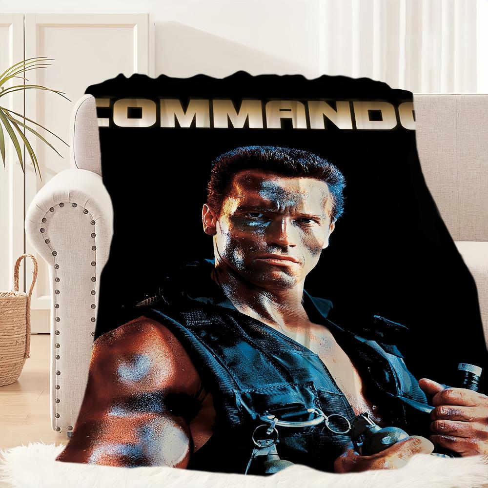 Coperta Morbida Film Commando di Schwarzenegger Tappeto Morbido per Pisolino su Divano per Soggiorno Caldo Ufficio Camera da Letto Compleanno Casa Viaggio Regali per Bambini
