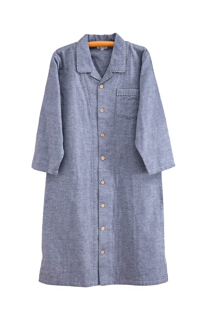 Eye Unisex Long Sleeve Sleeper Cotton Double Perfect for Spring and 15005 K's Open-Front Pajamas, 100% Gauze, Autumn, (M. Navy)