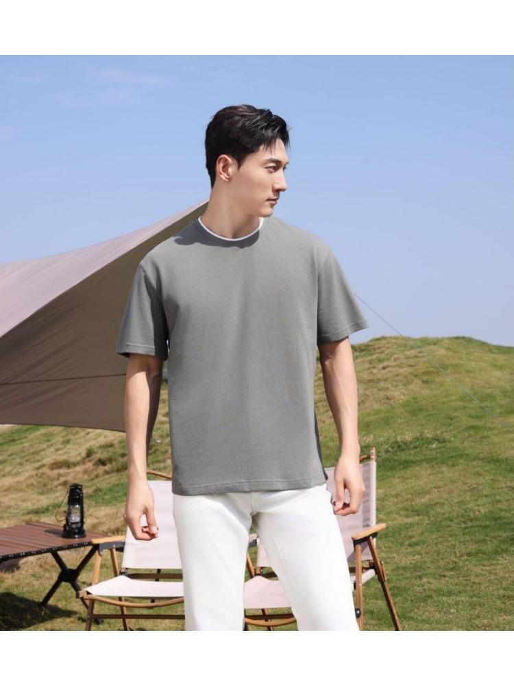 Minimalist Summer Crew Neck Tops Unisex T-shirt  Solid Color Unisex Lightweight T-shirt for Women and Men YG-247