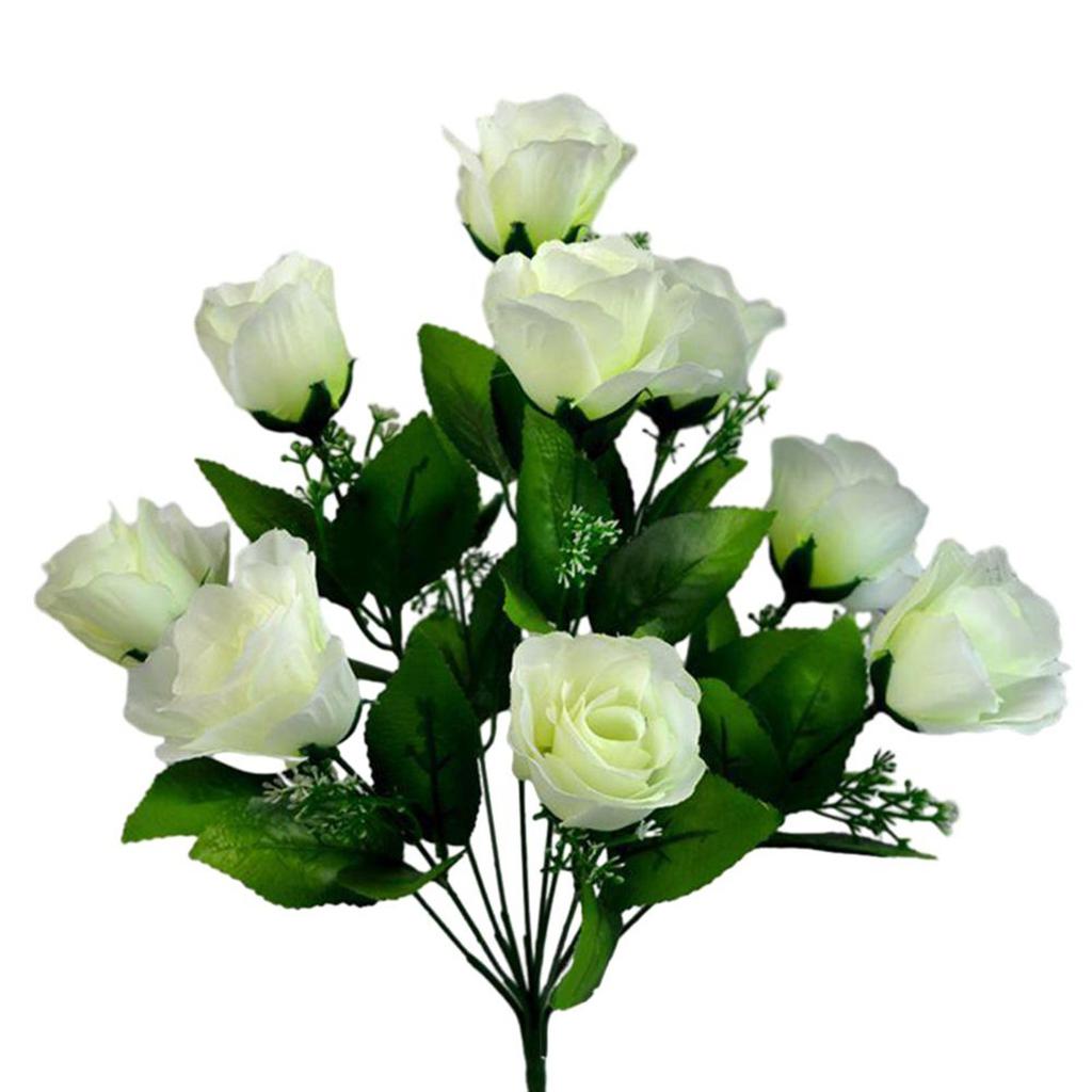 Graceful 10 Heads Fake Rose Bud Bunch for Wedding and Garden Decor