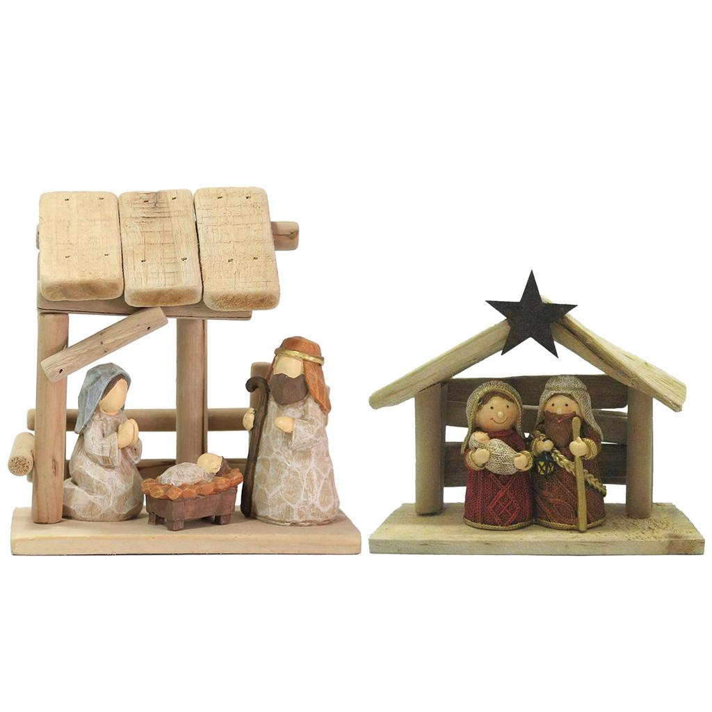 Christ Nativity Resin Statue House Scene Manger Holy Figure Statue Ornament Crafts for Home Bedroom Room Decor