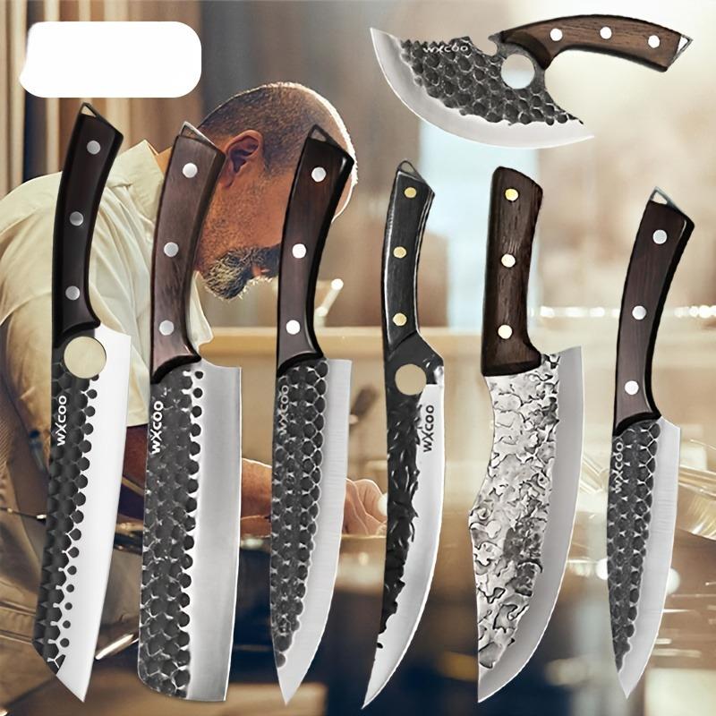 Professionelles Küchenkochmesser, Handgeschmiedetes Messer Edelstahl-Kochmesser Ausbeinmesser Schneidemesser Fischmesser Metzgeresser
