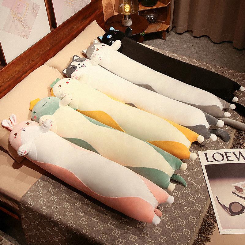 Cartoon Animal Plush Toys Soft Long Sleep Pillow Dinosaur Cat Rabbit Husky Stuffed Doll Cushion Gift for Kids