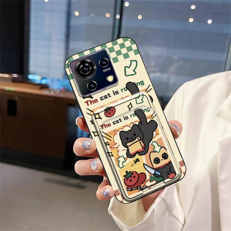 Card Slot TPU Phone Case For ZTE Blade V50 Vita Waterproof Protective Fashion Design Cartoon Cute Anti-knock Soft Case