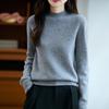 Women's Pure Color Wool Sweater - Half-High Collar, Loose Knit Pullover for Autumn/Winter