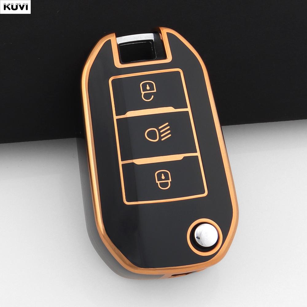 TPU Car Folding Key Case Cover Shell For Peugeot 208 308 408 508 2008 3008 4008 5008 For Citroen C3 C4 CACTUS C6 C8 Accessories
