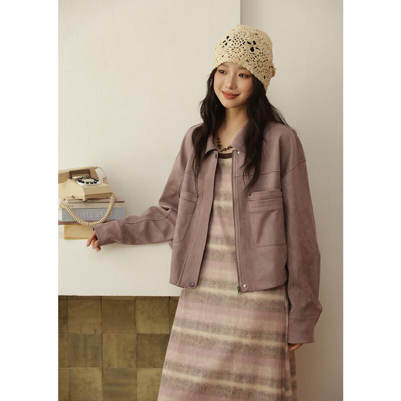 

Women s Taro Purple Faux Leather Cropped Jacket M