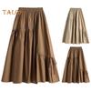 Falda de verano para mujer, falda plisada elástica de cintura alta, Color sólido, cordón Irregular, dobladillo grande, falda acampanada