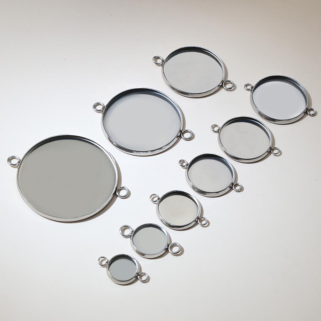 8/10/12/14/16/18/20/25/30mm Inner Size Stainless Steel Material Simple Style Cabochon Base Cameo Setting Charms Pendant Tray
