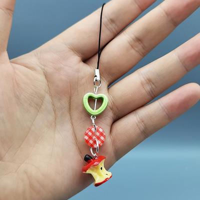 Mini-Apfel-Anhänger, Handykette, Anhänger, Liebes-Telefonkette, Perlen-Telefon-Lanyard, Tasche, Schlüsselanhänger, Klassenkameraden, Freunde, Geschenke
