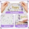 MEHOFOND 3pcs Purple Happy Birthday Tablecloths for Girls, 108x54“ Pastel Violet Floral Dripping Glitter Bday Disposable Table Cover,Spring Flowers