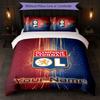 Lyon FC Custom Name Text Bedding Set 1 Duvet Cover+2 Pillowcases Soccer Logo Personalized Gift For Special Occasion Bedroom Decor