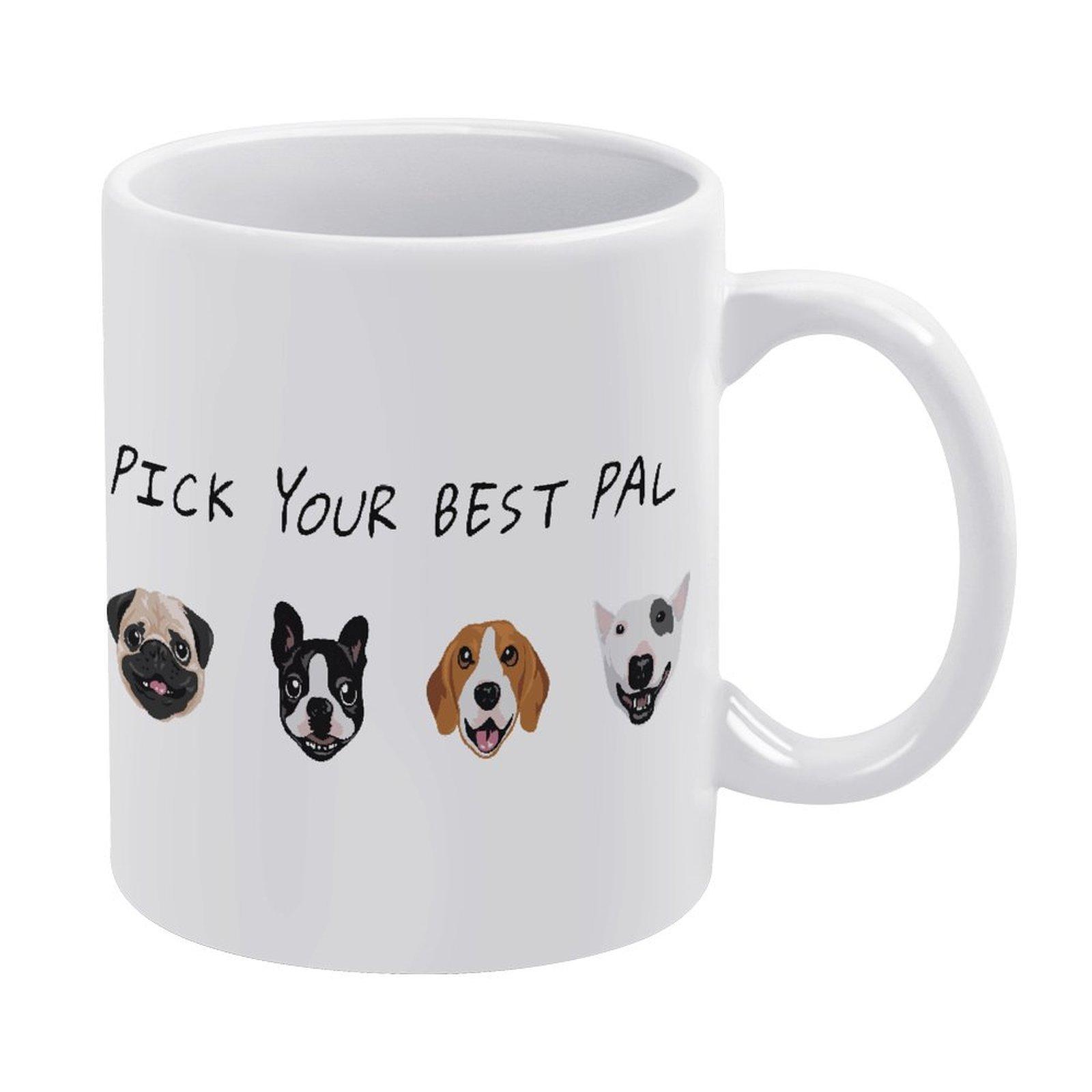 

1Pack 11oz White Ceramic Mug Double-Sided Printed Layout Durable Coffee Cup Perfect For Home Office Gift Daily білий