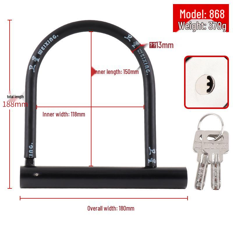 

U-образный электрический велосипедный и мотоциклетный противоугонный замок 868 (Black, 60 per Box)