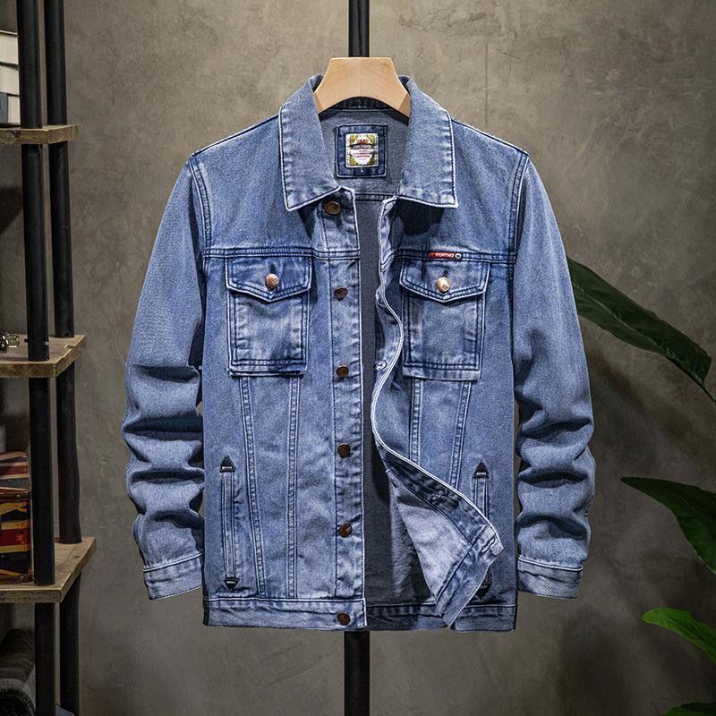 Men s 2026 Versatile Denim Workwear Jacket with Thickened Velvet 2XL