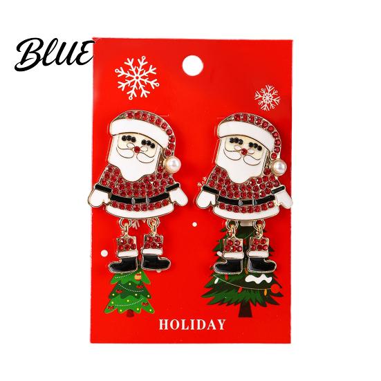 Hanging Earrings 1 Pair Women Christmas Tree Elk Santa Bell