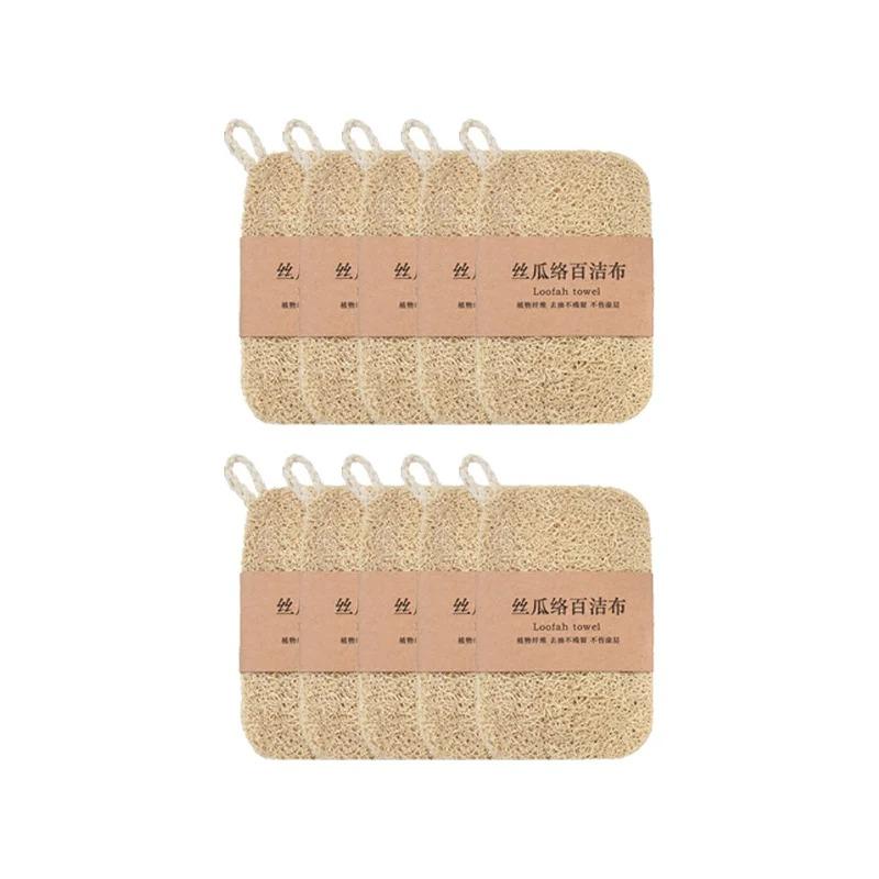 1/3/5/10PcsNatural Loofah Sponge Scrubber Plant Fiber Dish Washing Pad Oil Stain Remover Reusable Kitchen Cleaner with Rope