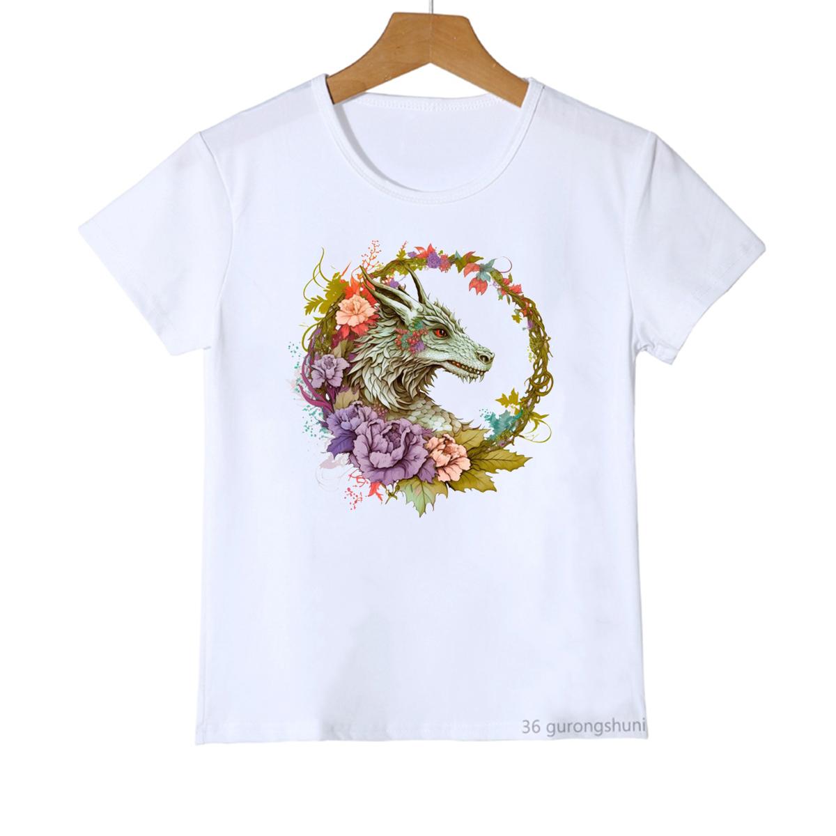New arrival 2024 Boys tshirt Funny Wreath Dragon Animal Print Childrens Tshirt Summer Toddler T shirt ONeck Shirt tops 1 to13 100