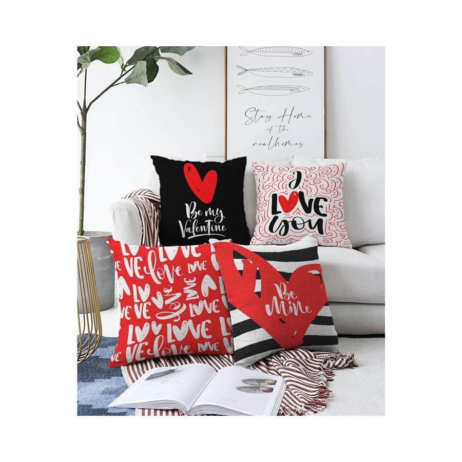 4-teiliges doppelseitig bedrucktes Kissenbezug-Set „Valentine's Day Concept“.