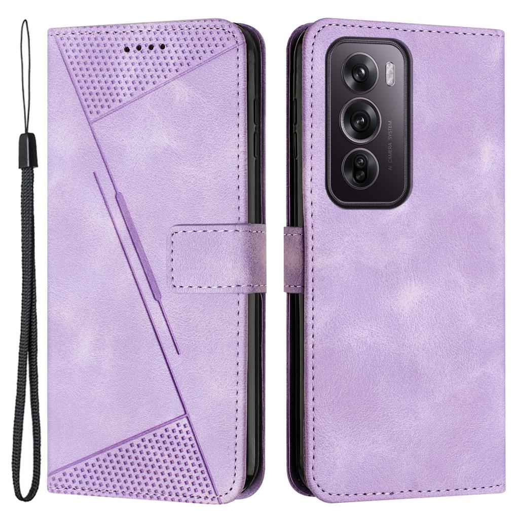For Oppo Reno12 Pro 5G (Global) Case Triangle Leather Phone Cover Wallet with Credit Card Holder