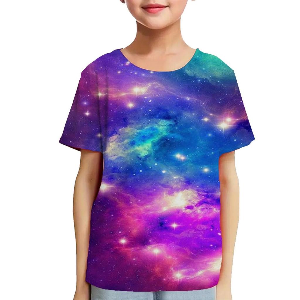 Fashion Children T-Shirts 3D Print Colorful Pattern Round Neck T-Shirts Casual Short Sleeve Tops Kids Tees Clothing