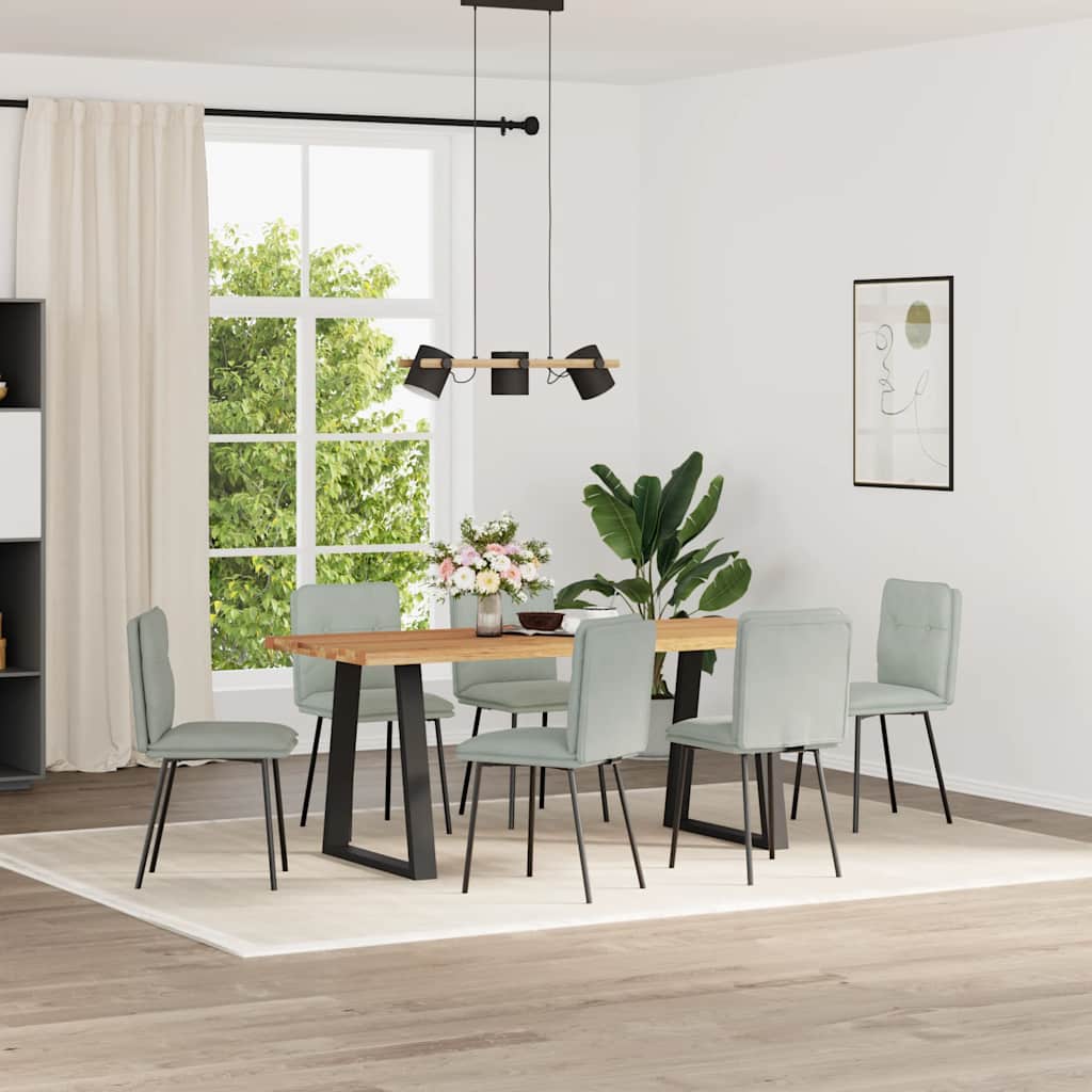 Dining Chairs, 6 Pcs., Light Gray, Upholstered In Velvet