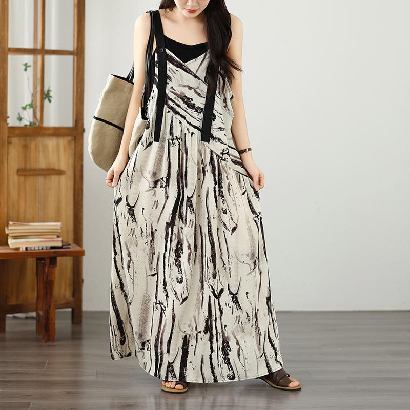DIMANAF 2026 Plus Size Summer Women Chiffon Dress Fashion Elegant Lady Sundress Floral Long Dress Casual Sleeveless