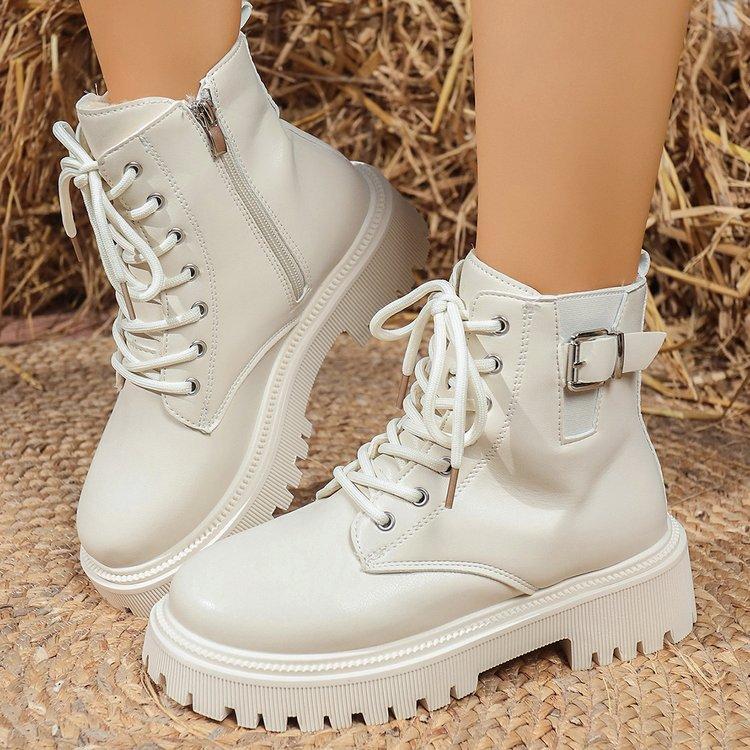 Bottes de Neige Fourrées Chaudes d'Hiver en Cuir à Semelle Souple Grande Taille pour Femmes Bottines à Cheville Doublées Rembourrées Antidérapantes Randonnée Décontractées Sportives Bottes en Coton Bottes Martin