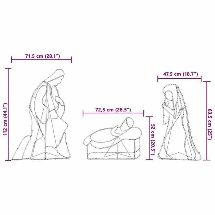 VidaXL Nativity Scene Illuminated Multicolored 112 X 72 Cm PVC, Living Room, Modern, Luminous Christmas Decoration 42018951