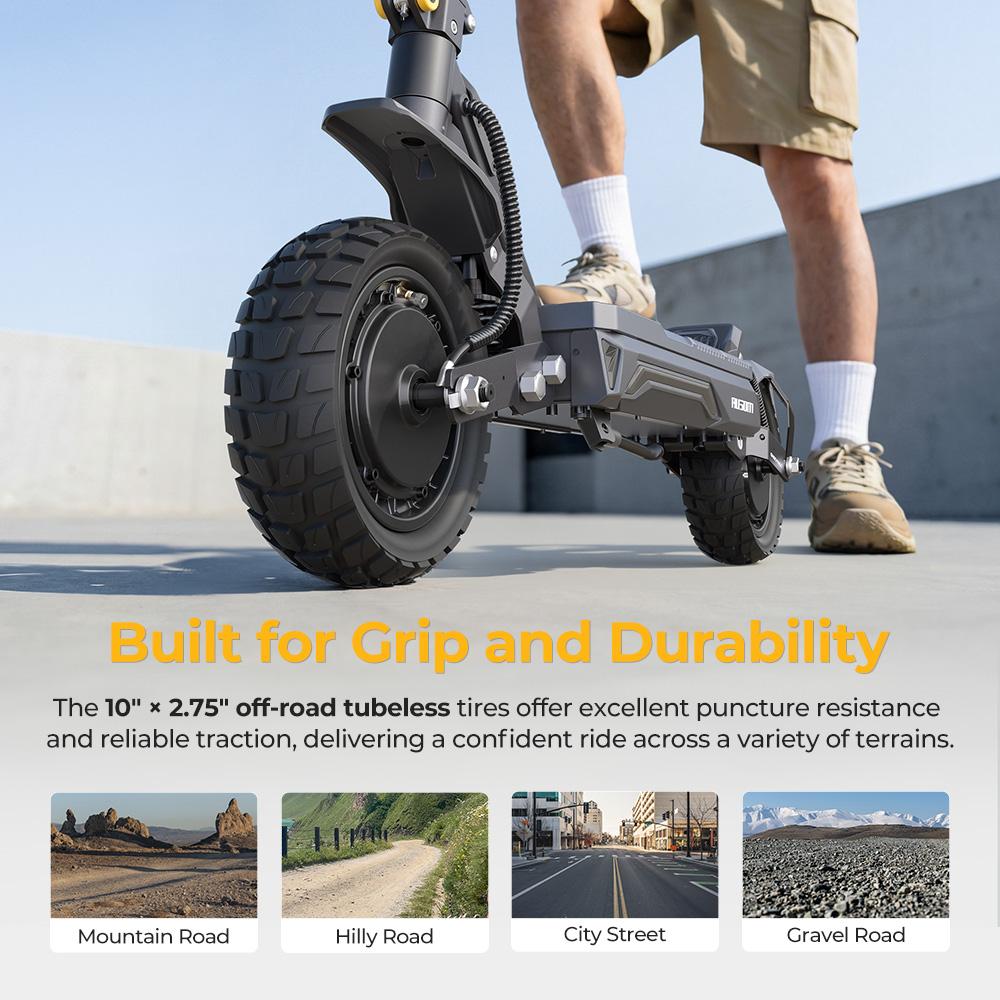 Patinete eléctrico Ausom Gosoul 2 Pro de doble motor, 2x1000W, 48V 18Ah, 10", 60 km/h, 90 km, frenos de disco duales, suspensión delantera dual, NFC.