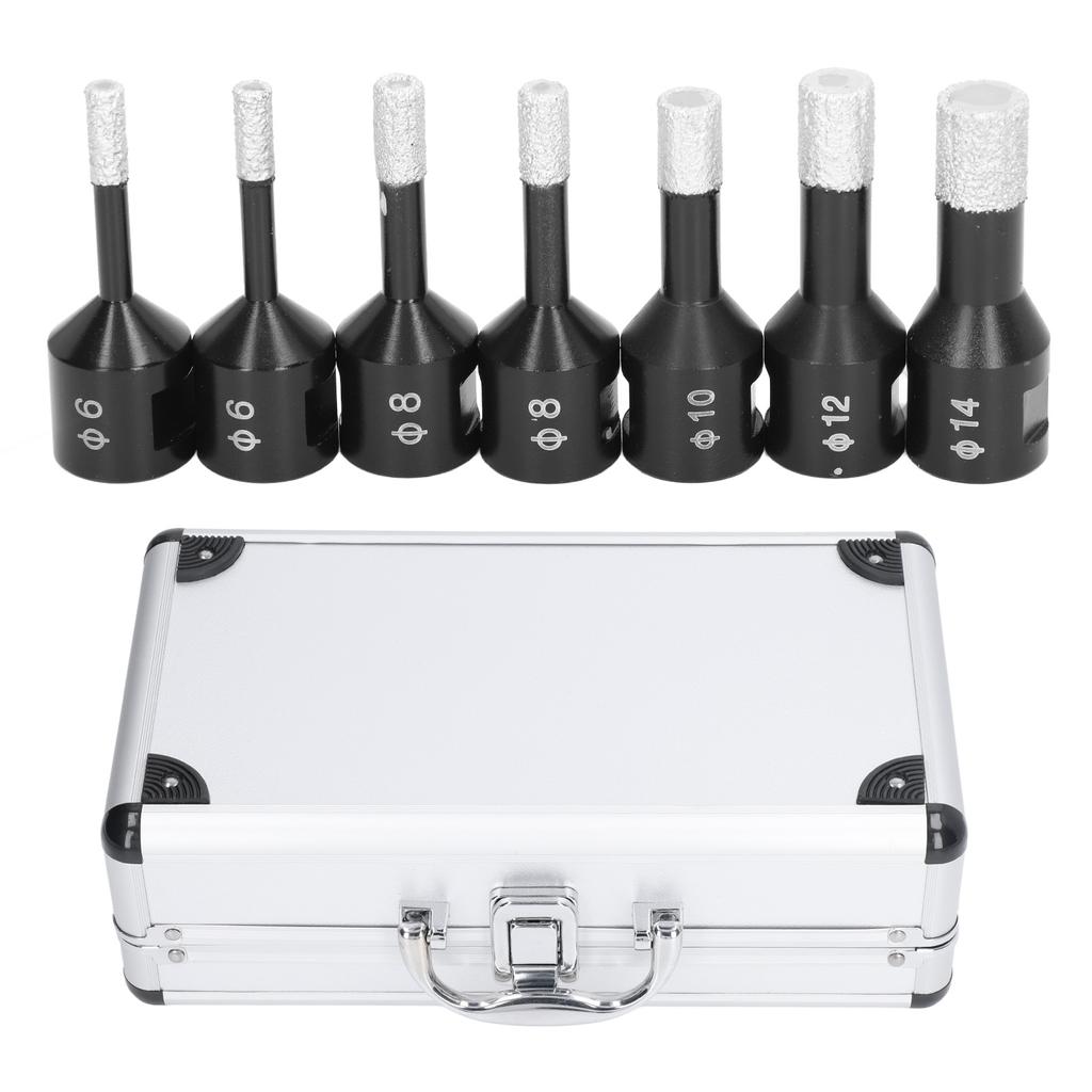 7 Stück Diamantbohrer Nass Trocken Diamantgelötete Lochsäge Set mit M14 Innengewinde für Marmor