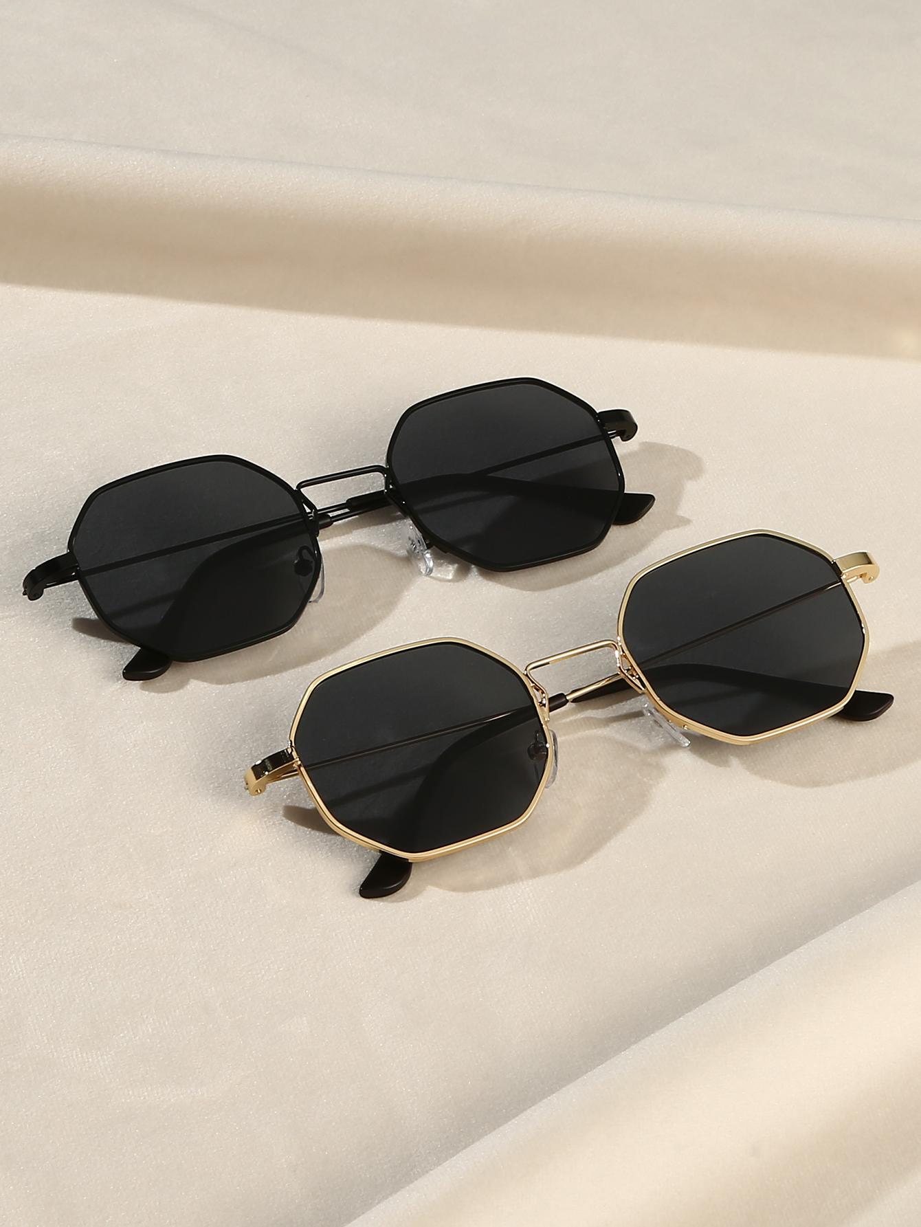 

2Pcs Women S Metal Square Frame Classic Fashion Casual Decorative Glasses Suitable For Any Face Shape Daily Wear Holiday Gifts