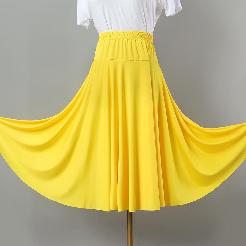 2025 Nová jednobarevná sukně na square dance a sálový tanec s velkým rozsahem