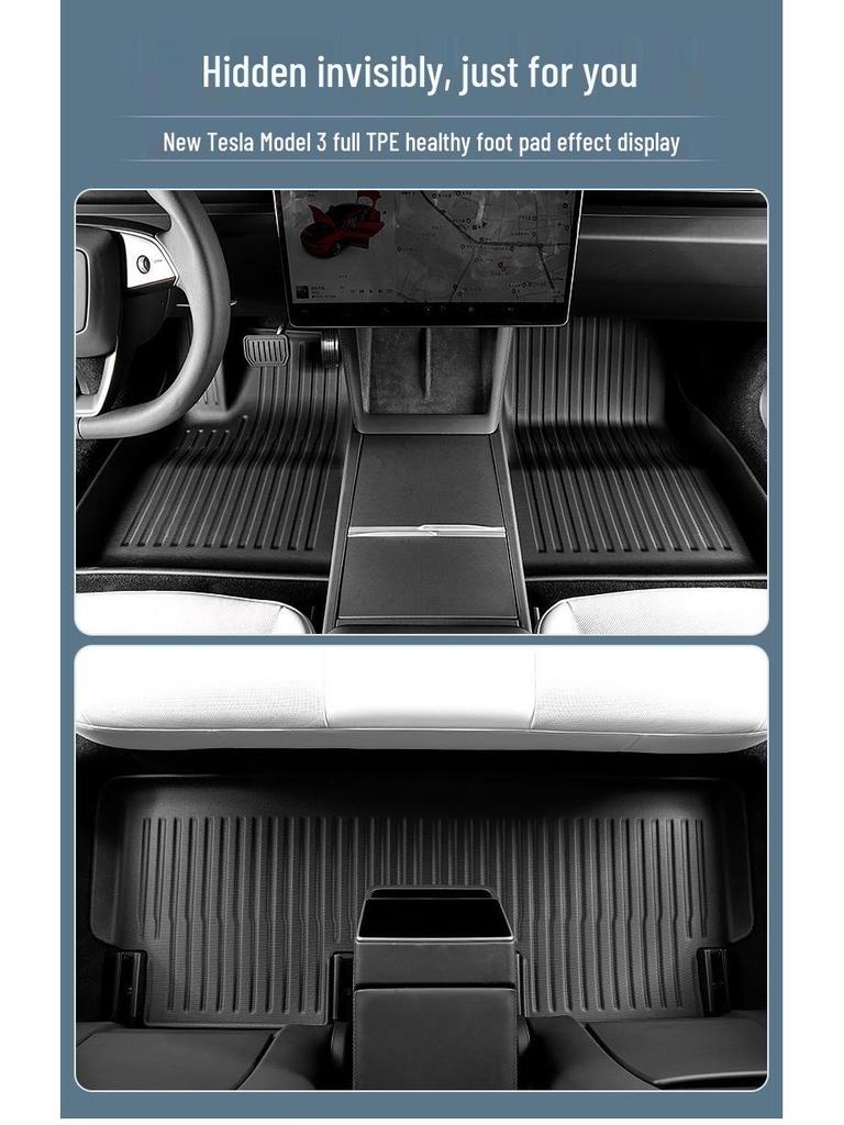 Eco-Friendly TPE Floor Mats for 2023 Tesla Model 3 - All-Weather Piano Style