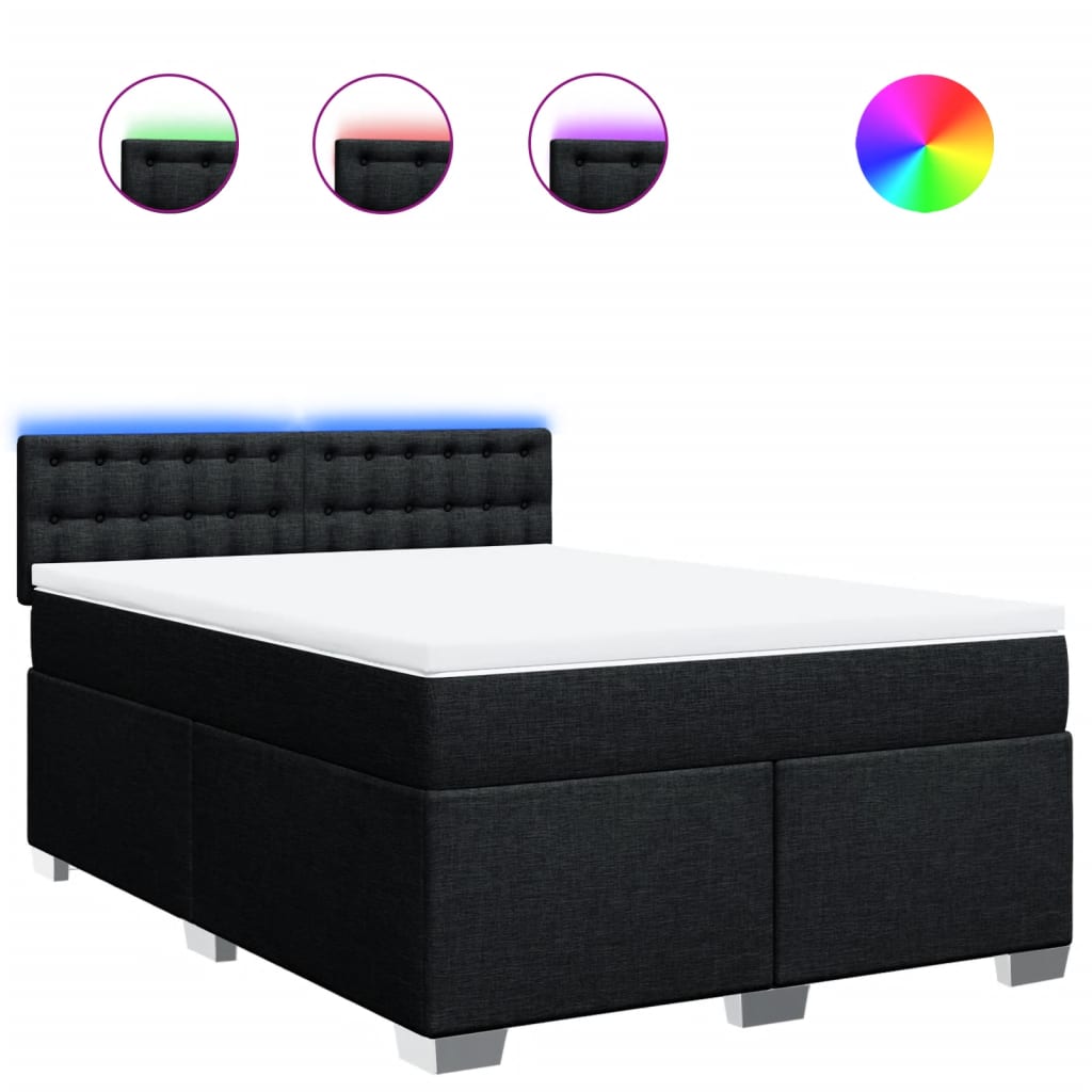 Vidaxl Continental Bed With Mattress, Black, Fabric 160X200 Cm