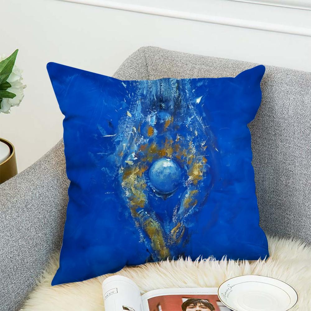 Summer Pool Oil Art Pillow Case For Car Sofa Decorative Home Double-sided Print Plush Square Throw Pillow Cushion Cover