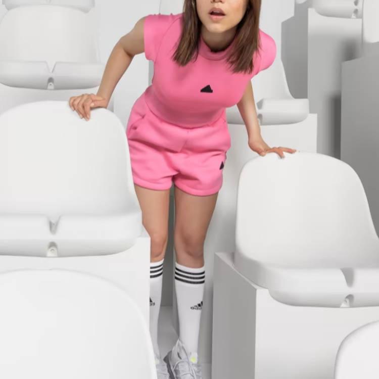 Adidas Z.N.E. Collection Logo Tape Elastic Waist Loose Casual Shorts Women Bottoms Pink IN5148