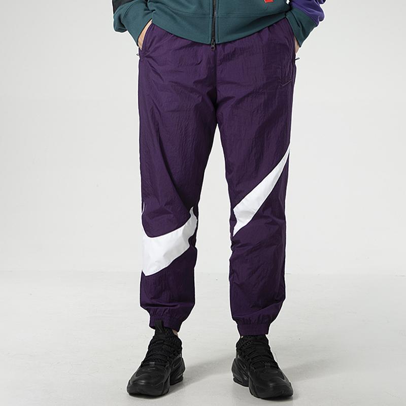 Nike Colorblock Logo Woven Joggers Men Bottoms Purple AR9895-525