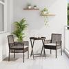 vidaXL 3-Piece Garden Bistro Set with Brown Poly Rattan Cushions 3334963