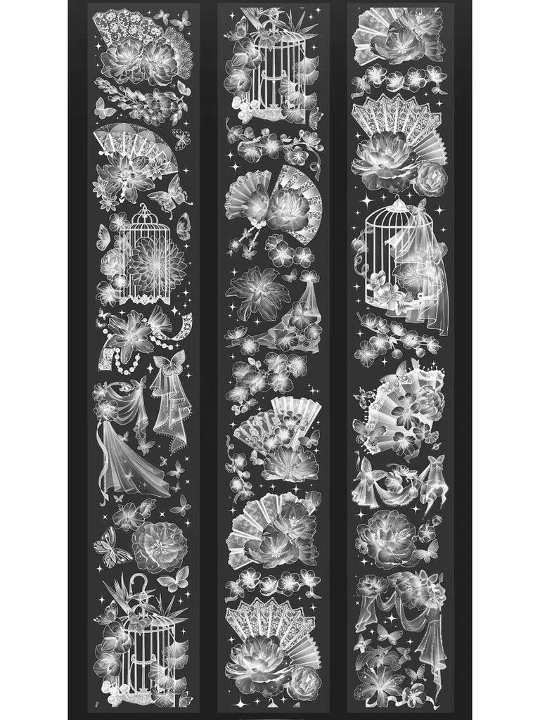 Falling Sunset Tide Washi Tape & Stickers for Journals: Flowing Hemp Ancient Style