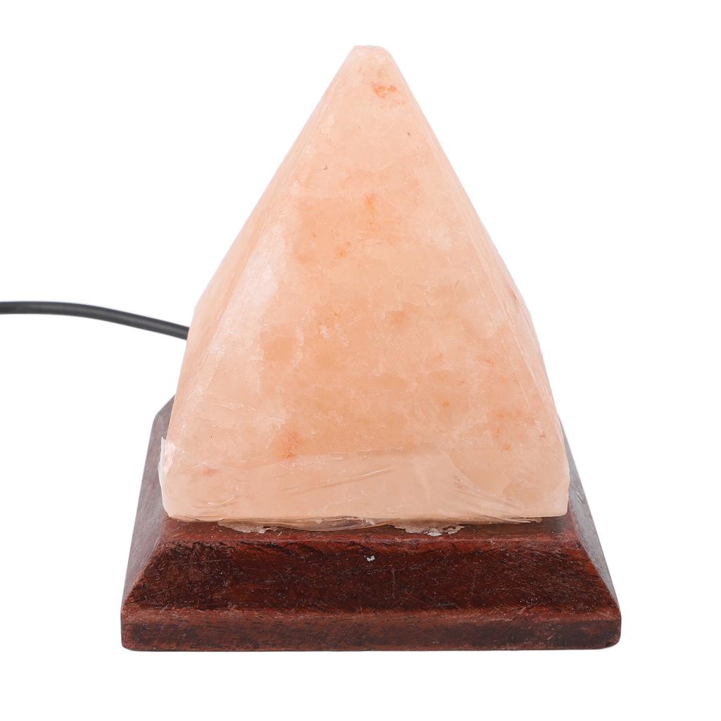 Himalayan Salt Lamp USB RGB 7 Colors Changing Hand Carved with Wood Base Pyramid Crystal Salt Rock