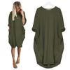 Women's Casual Loose Pocket Long Sleeve Plus Size Dress