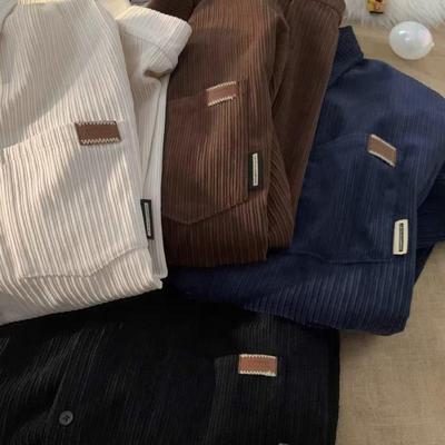 Camisa Retro de Pana de Manga Larga para Hombre – Ajuste Holgado a la Moda para Primavera y Otoño