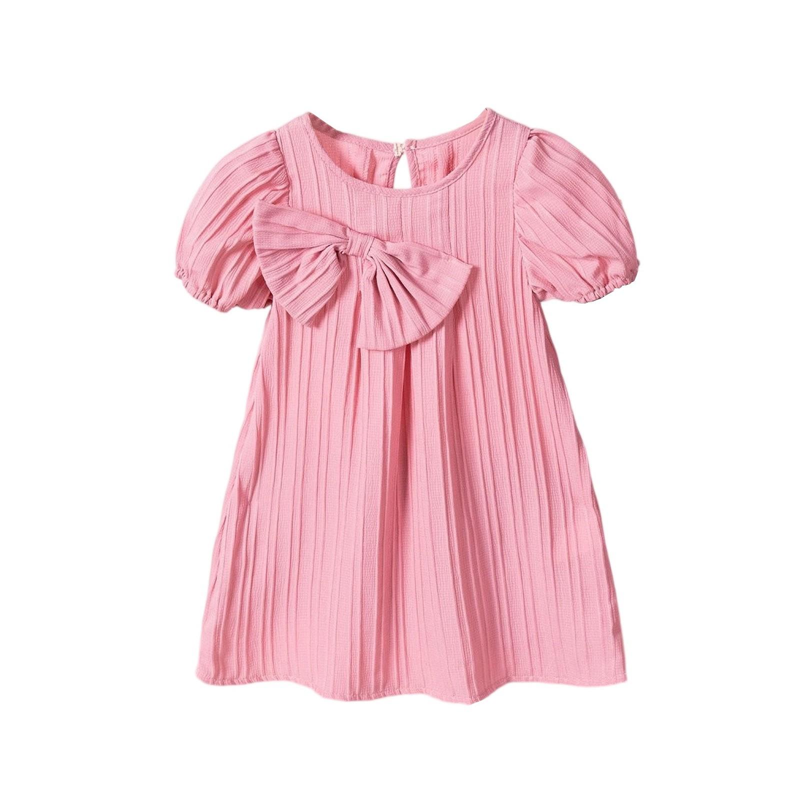 

Платье А-силуэта с бантом для девочек - Летний расклешенный сарафан 100 розовый