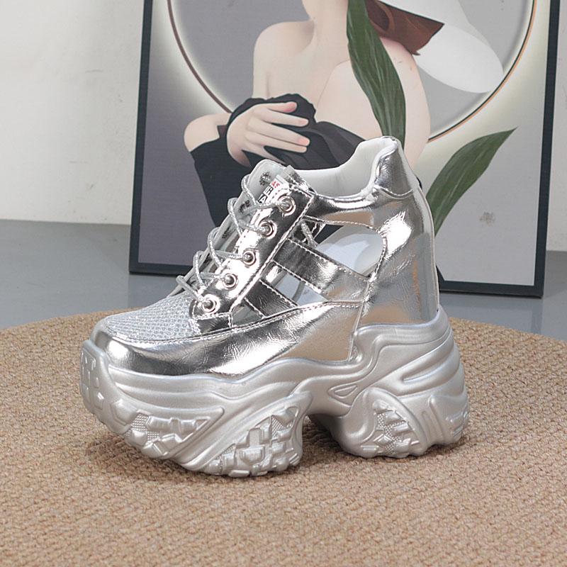 

Модные 13 см Воздушная сетка Синтетическая кожа Высокий бренд Массивные кроссовки Сандалии Удобные Летние Женские Модные Туфли Платформа Клиновидная подошва Плоская подошва 40