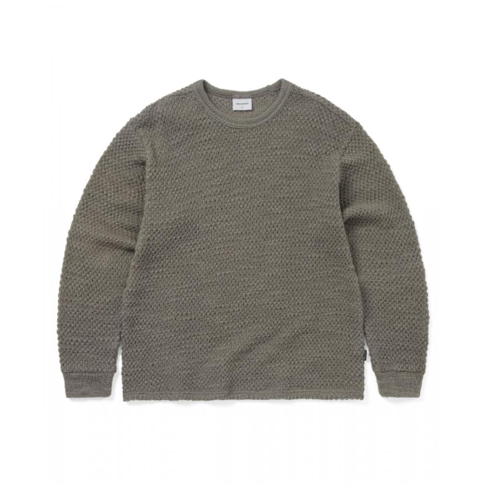 ThiSiSneverthat WooL Crochet Knit L S Crew Beige S